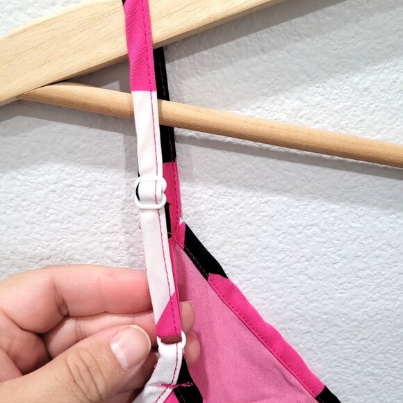 Shein Geometric Pink & Black V-Neck Camisole Top Adjustable Straps Size M - Picture 4 of 7